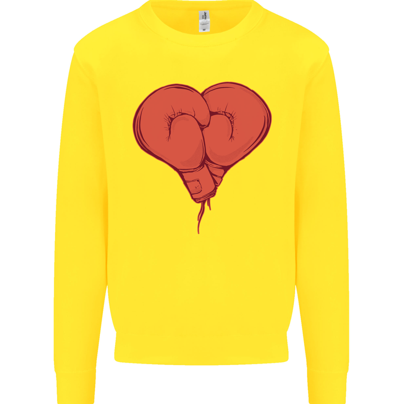Heart Boxing Gloves Boxer MMA Muay Thai Kids Sweatshirt Jumper Yellow