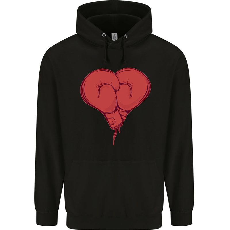 Heart Boxing Gloves Boxer MMA Muay Thai Mens 80% Cotton Hoodie Black