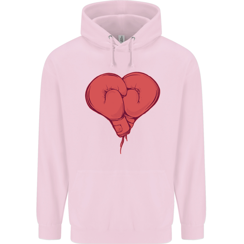 Heart Boxing Gloves Boxer MMA Muay Thai Mens 80% Cotton Hoodie Light Pink