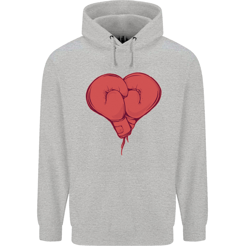 Heart Boxing Gloves Boxer MMA Muay Thai Mens 80% Cotton Hoodie Sports Grey