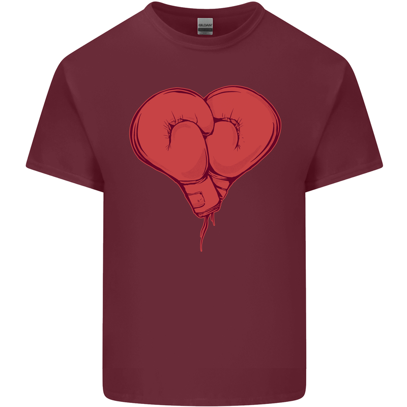 Heart Boxing Gloves Boxer MMA Muay Thai Mens Cotton T-Shirt Tee Top Maroon