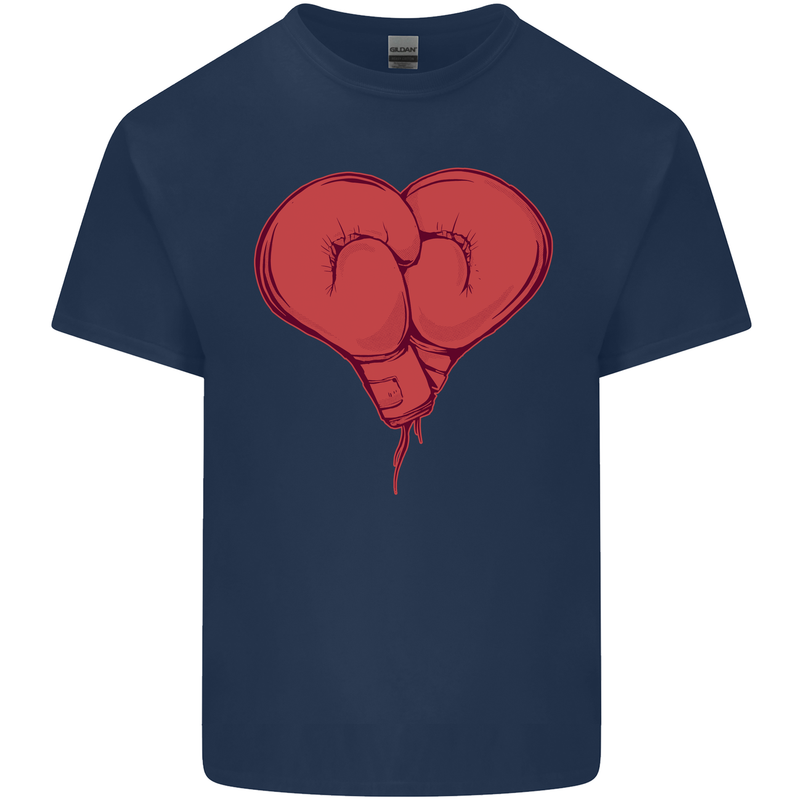 Heart Boxing Gloves Boxer MMA Muay Thai Mens Cotton T-Shirt Tee Top Navy Blue