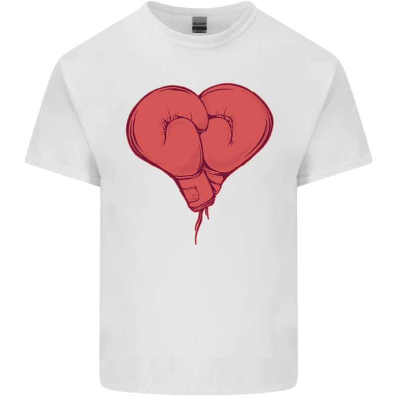 Heart Boxing Gloves Boxer MMA Muay Thai Mens Cotton T-Shirt Tee Top White