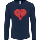 Heart Boxing Gloves Boxer MMA Muay Thai Mens Long Sleeve T-Shirt Navy Blue