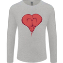 Heart Boxing Gloves Boxer MMA Muay Thai Mens Long Sleeve T-Shirt Sports Grey