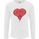 Heart Boxing Gloves Boxer MMA Muay Thai Mens Long Sleeve T-Shirt White