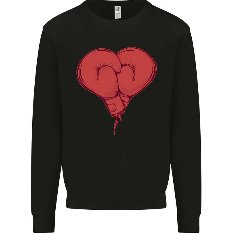 Heart Boxing Gloves Boxer MMA Muay Thai Mens Sweatshirt Jumper Black