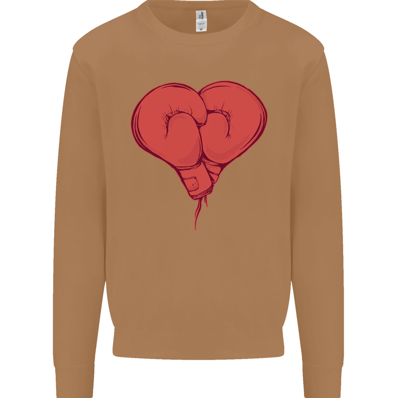 Heart Boxing Gloves Boxer MMA Muay Thai Mens Sweatshirt Jumper Caramel Latte