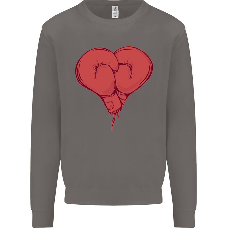 Heart Boxing Gloves Boxer MMA Muay Thai Mens Sweatshirt Jumper Charcoal