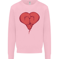 Heart Boxing Gloves Boxer MMA Muay Thai Mens Sweatshirt Jumper Light Pink