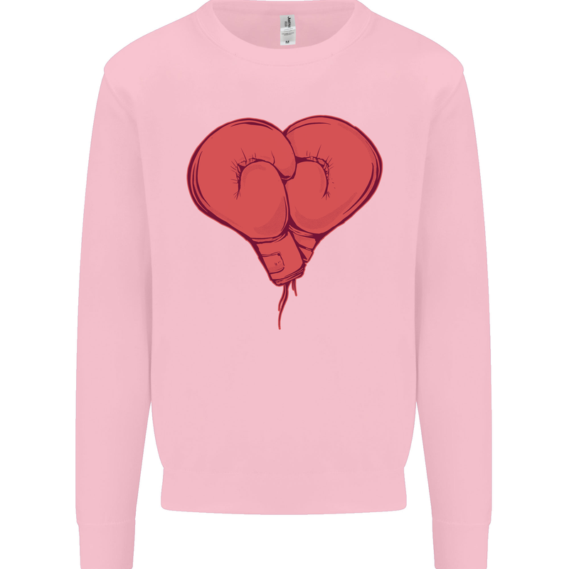 Heart Boxing Gloves Boxer MMA Muay Thai Mens Sweatshirt Jumper Light Pink