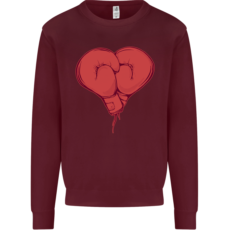 Heart Boxing Gloves Boxer MMA Muay Thai Mens Sweatshirt Jumper Maroon