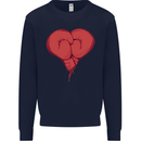Heart Boxing Gloves Boxer MMA Muay Thai Mens Sweatshirt Jumper Navy Blue