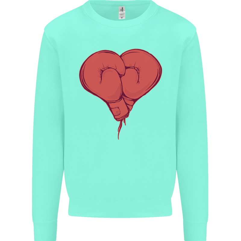 Heart Boxing Gloves Boxer MMA Muay Thai Mens Sweatshirt Jumper Peppermint