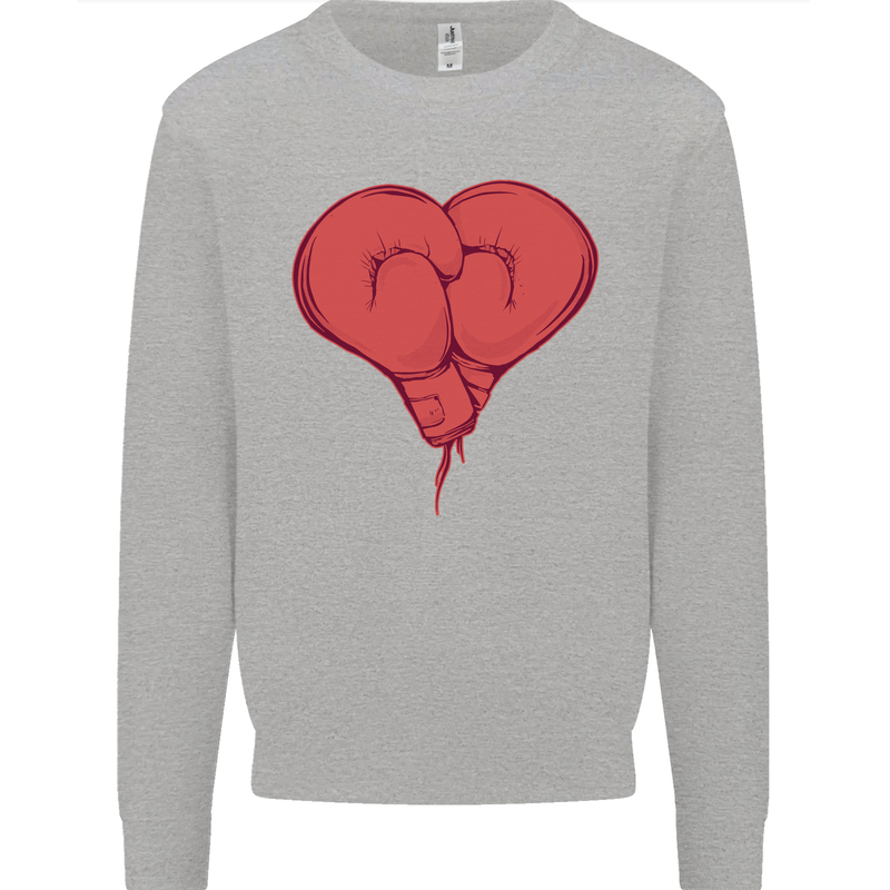 Heart Boxing Gloves Boxer MMA Muay Thai Mens Sweatshirt Jumper Sports Grey