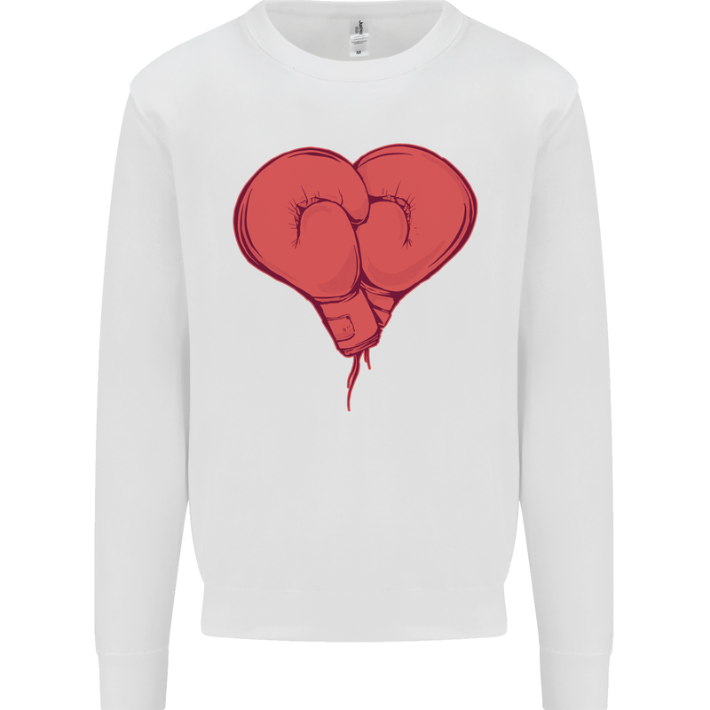 Heart Boxing Gloves Boxer MMA Muay Thai Mens Sweatshirt Jumper White