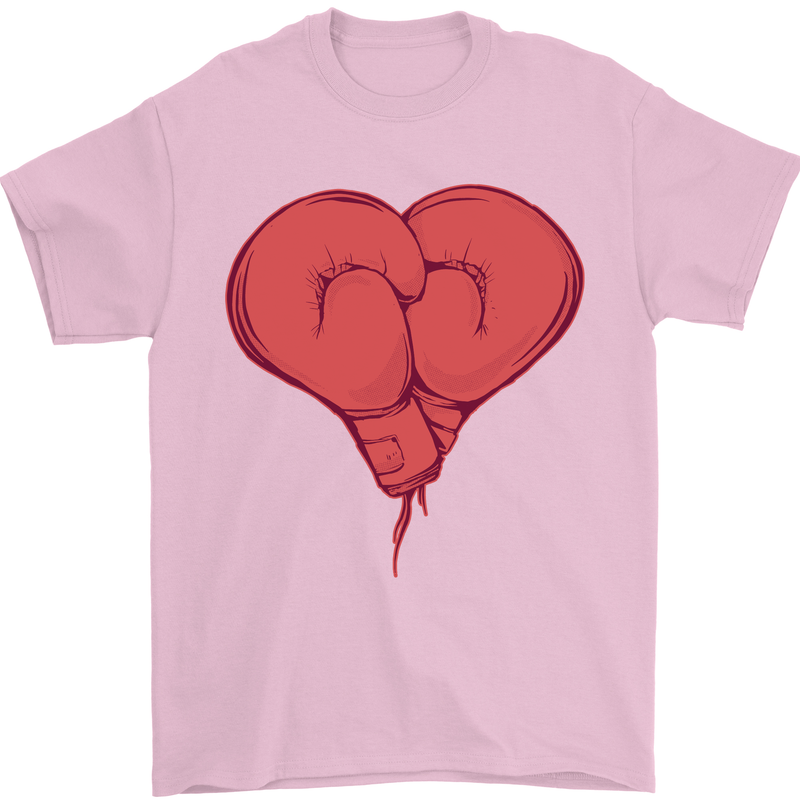 Heart Boxing Gloves Boxer MMA Muay Thai Mens T-Shirt 100% Cotton Light Pink