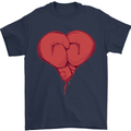 Heart Boxing Gloves Boxer MMA Muay Thai Mens T-Shirt 100% Cotton Navy Blue