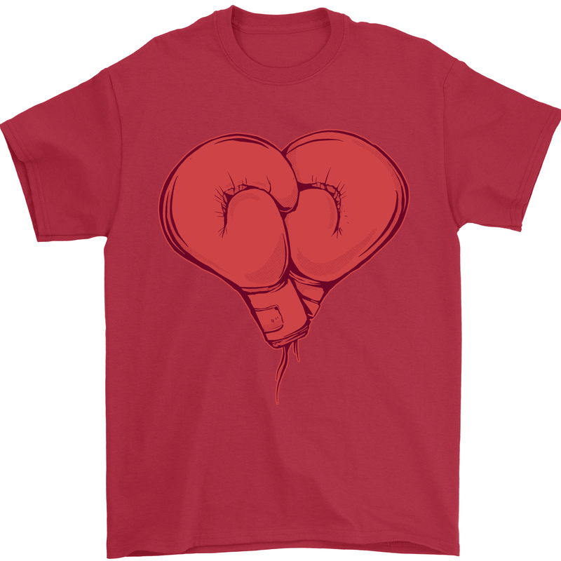 Heart Boxing Gloves Boxer MMA Muay Thai Mens T-Shirt 100% Cotton Red