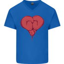 Heart Boxing Gloves Boxer MMA Muay Thai Mens V-Neck Cotton T-Shirt Royal Blue