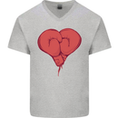 Heart Boxing Gloves Boxer MMA Muay Thai Mens V-Neck Cotton T-Shirt Sports Grey