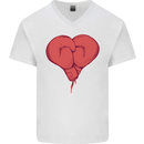 Heart Boxing Gloves Boxer MMA Muay Thai Mens V-Neck Cotton T-Shirt White