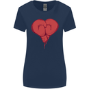 Heart Boxing Gloves Boxer MMA Muay Thai Womens Wider Cut T-Shirt Navy Blue
