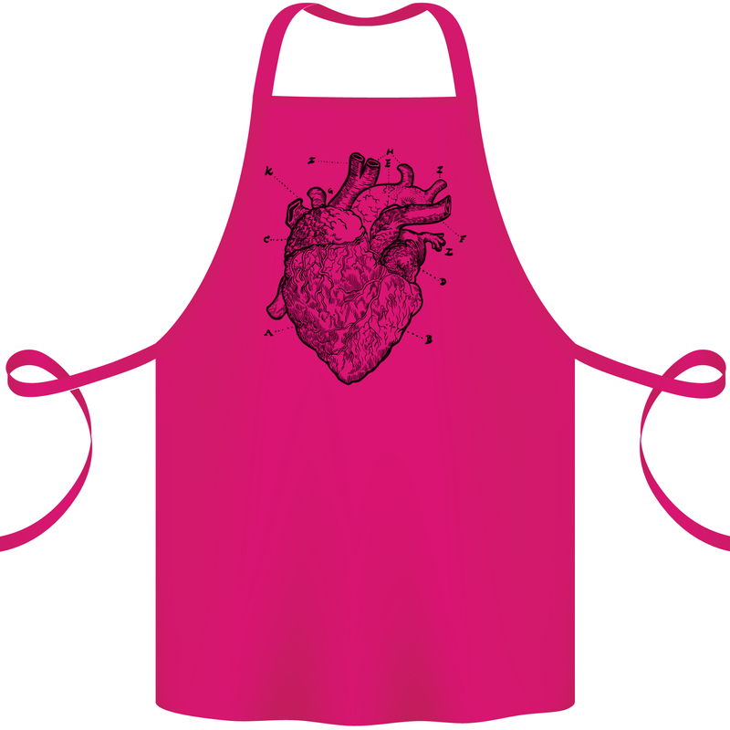 Heart Diagram Cotton Apron 100% Organic Pink