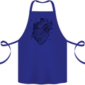 Heart Diagram Cotton Apron 100% Organic Royal Blue