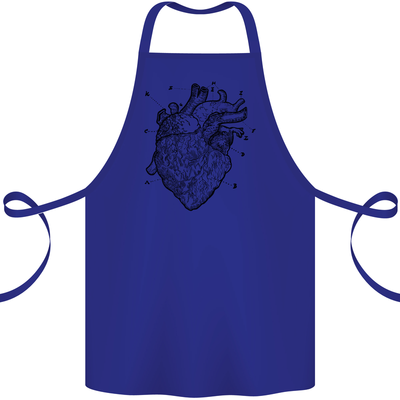 Heart Diagram Cotton Apron 100% Organic Royal Blue