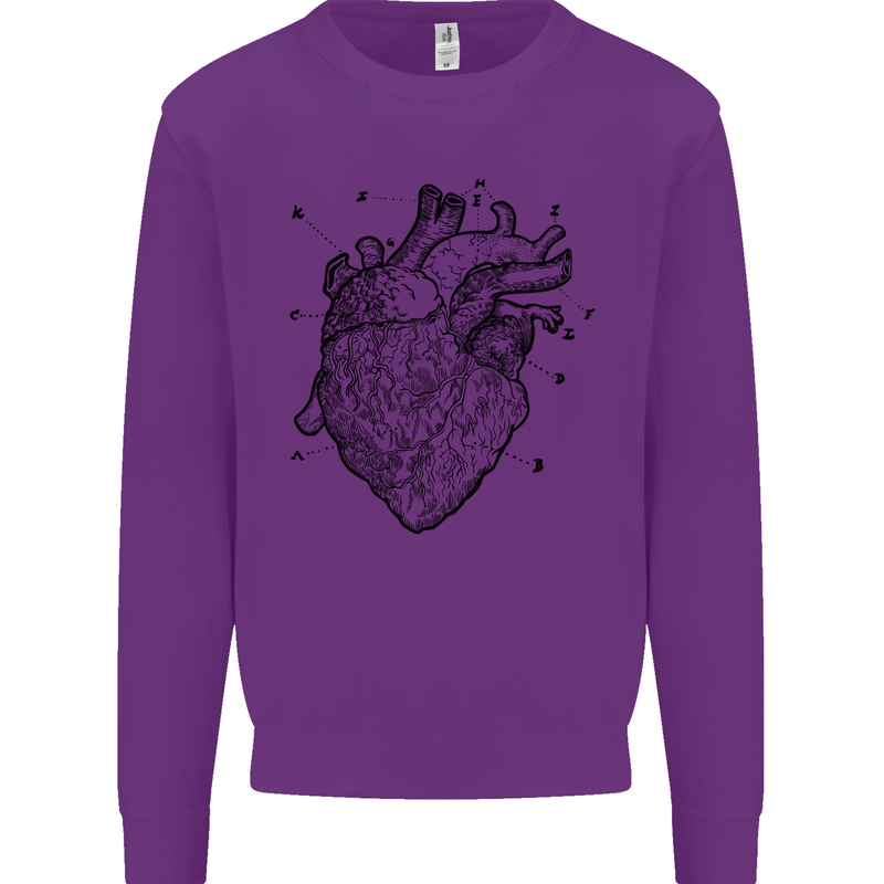 Heart Diagram Kids Sweatshirt Jumper Purple