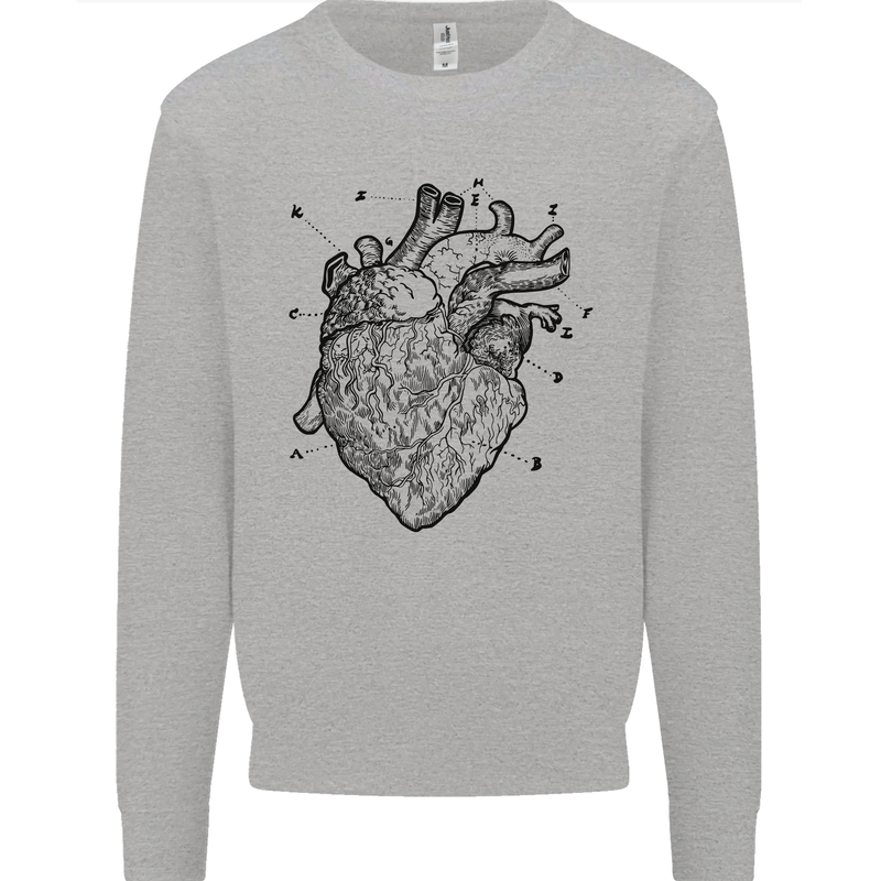 Heart Diagram Kids Sweatshirt Jumper Sports Grey
