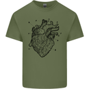 Heart Diagram Mens Cotton T-Shirt Tee Top Military Green