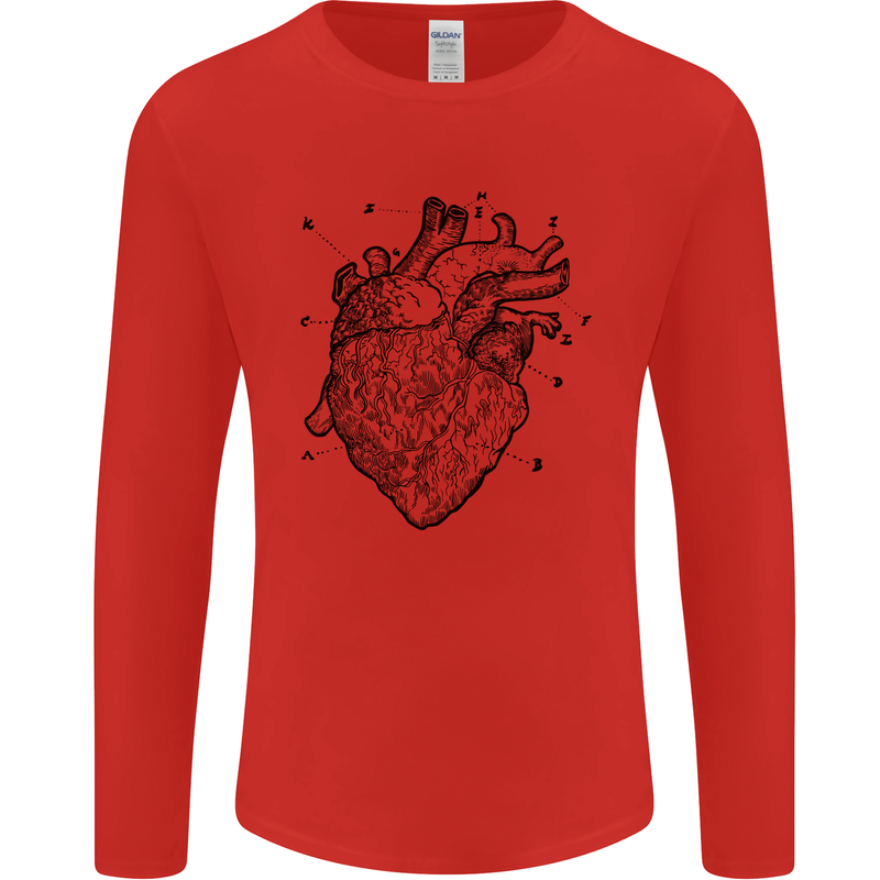 Heart Diagram Mens Long Sleeve T-Shirt Red