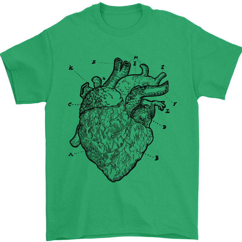 Heart Diagram Mens T-Shirt 100% Cotton Irish Green