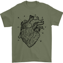 Heart Diagram Mens T-Shirt 100% Cotton Military Green