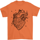 Heart Diagram Mens T-Shirt 100% Cotton Orange