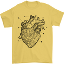 Heart Diagram Mens T-Shirt 100% Cotton Yellow
