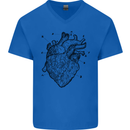 Heart Diagram Mens V-Neck Cotton T-Shirt Royal Blue