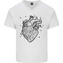 Heart Diagram Mens V-Neck Cotton T-Shirt White