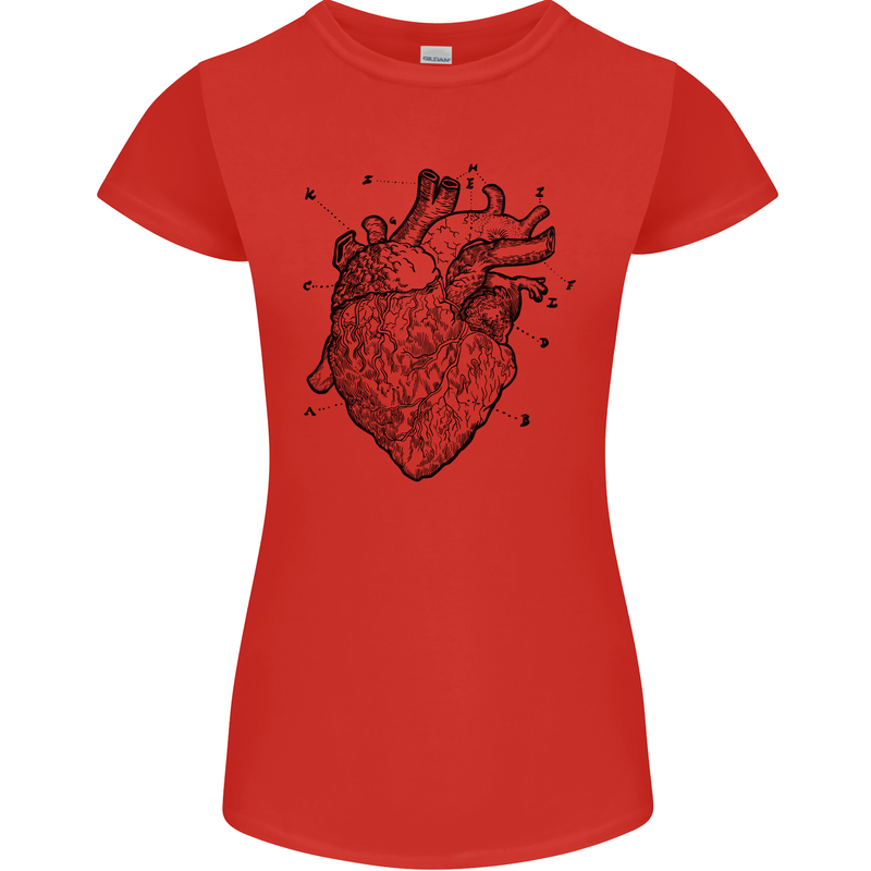 Heart Diagram Womens Petite Cut T-Shirt Red