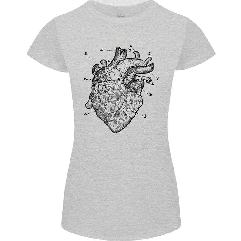 Heart Diagram Womens Petite Cut T-Shirt Sports Grey