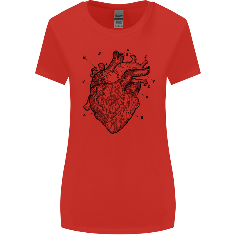 Heart Diagram Womens Wider Cut T-Shirt Red