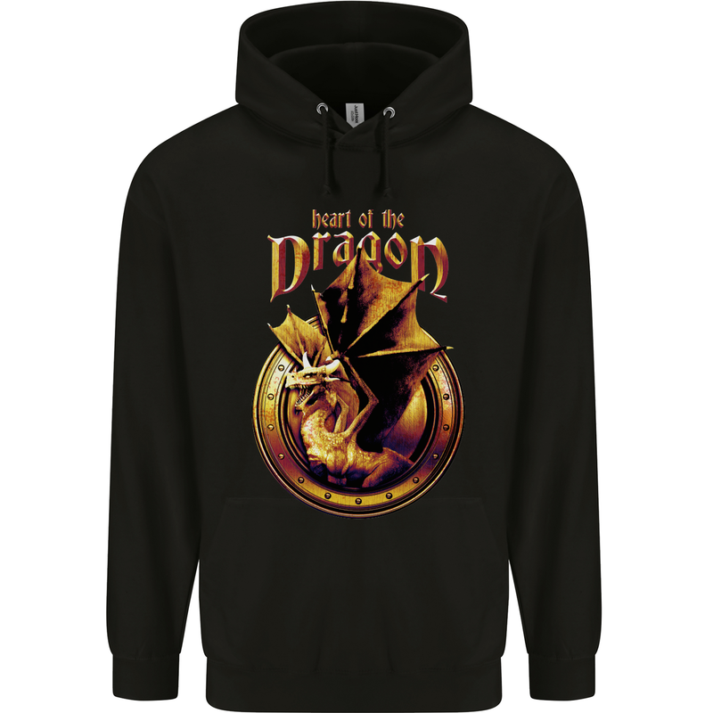 Heart of the Dragon Fantasy Mens 80% Cotton Hoodie Black