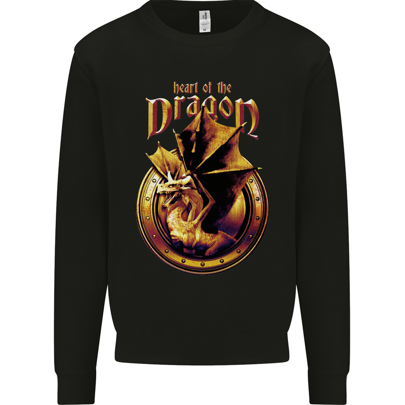 Heart of the Dragon Fantasy Mens Sweatshirt Jumper Black