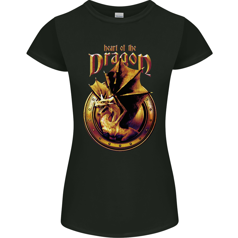 Heart of the Dragon Fantasy Womens Petite Cut T-Shirt Black