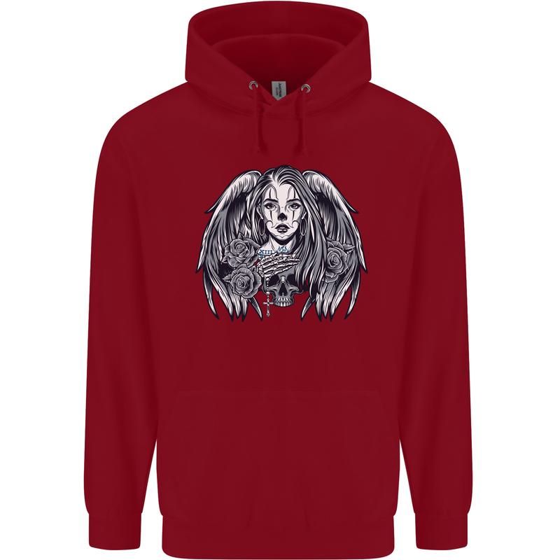 Heaven & Hell Angel Skull Day of the Dead Childrens Kids Hoodie Red