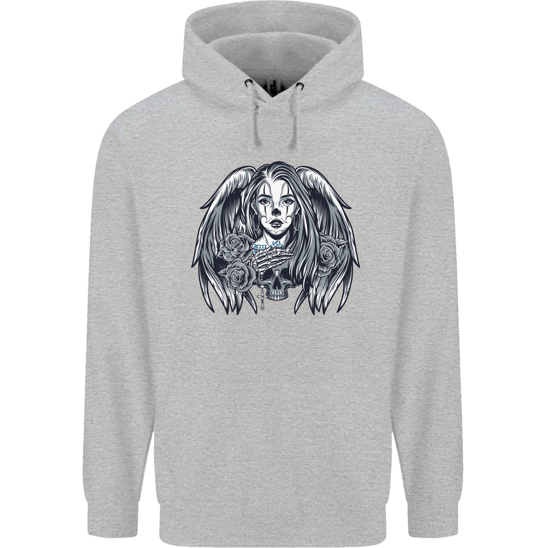 Heaven & Hell Angel Skull Day of the Dead Childrens Kids Hoodie Sports Grey