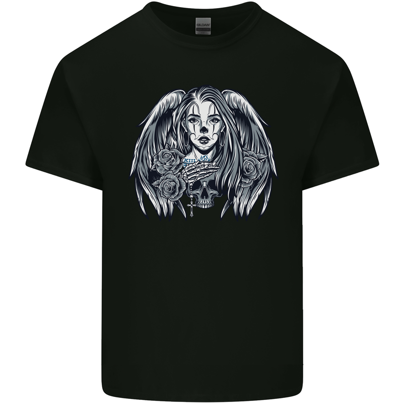 Heaven & Hell Angel Skull Day of the Dead Kids T-Shirt Childrens Black