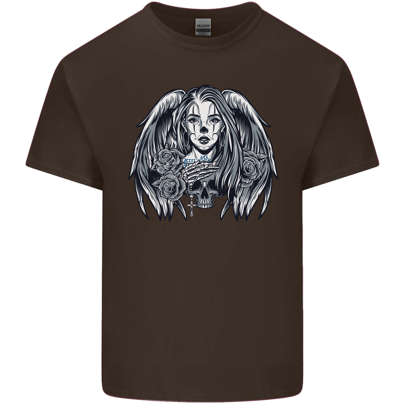 Heaven & Hell Angel Skull Day of the Dead Kids T-Shirt Childrens Chocolate